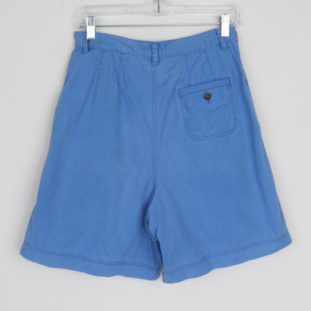 Vintage 90s LizWear Blue Cotton Pleated Long Trouser Shorts 8 - Picture 7 of 8